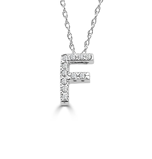 14K GOLD DIAMOND SMALL INITIAL 'F' NECKLACE