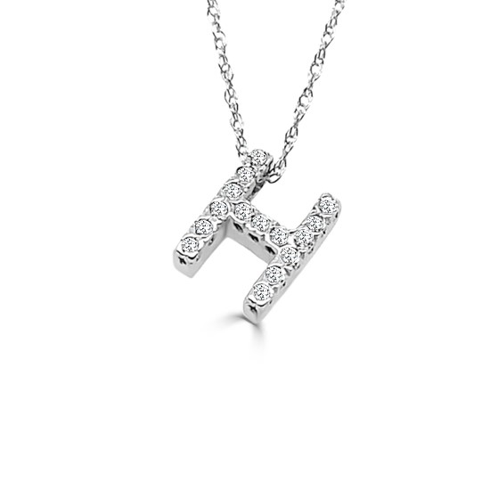 14K GOLD DIAMOND SMALL INITIAL 'H' NECKLACE