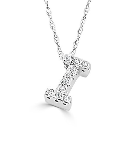14K GOLD DIAMOND SMALL INITIAL 'I' NECKLACE