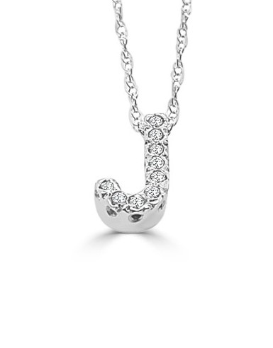 14K GOLD DIAMOND SMALL INITIAL 'J' NECKLACE