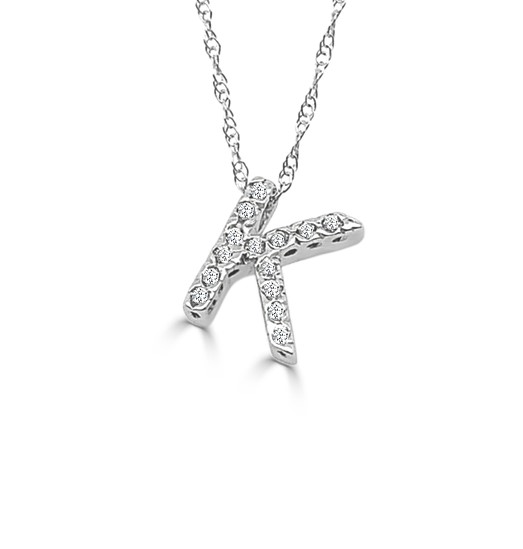 14K GOLD DIAMOND SMALL INITIAL 'K' NECKLACE
