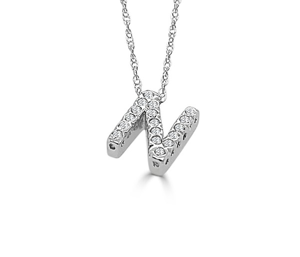 14K GOLD DIAMOND SMALL INITIAL 'N' NECKLACE