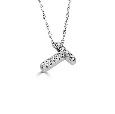 14K GOLD DIAMOND SMALL INITIAL 'T' NECKLACE