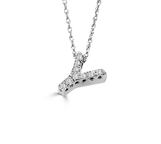 14K GOLD DIAMOND SMALL INITIAL 'Y' NECKLACE