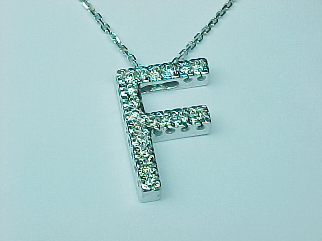 14K GOLD DIAMOND LARGE INITIAL 'F' NECKLACE