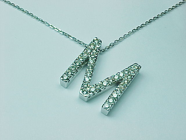 14K GOLD DIAMOND LARGE INITIAL 'M' NECKLACE