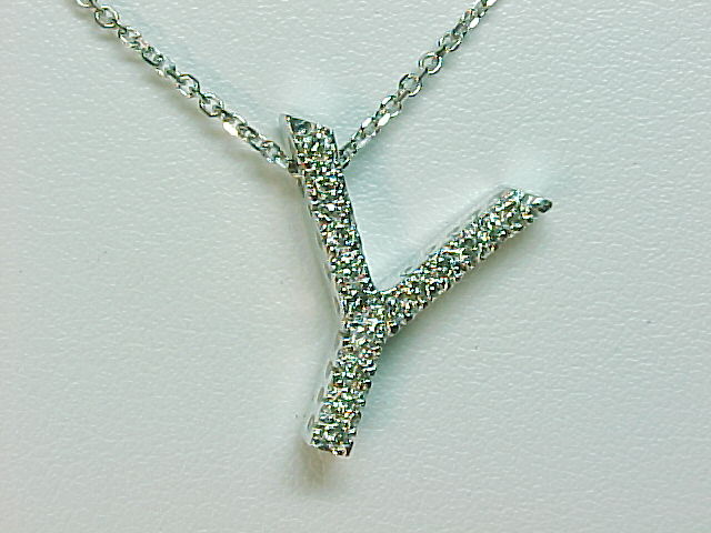 14K GOLD DIAMOND LARGE INITIAL 'Y' NECKLACE