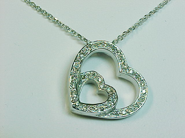 14K GOLD DIAMOND CONCENTRIC HEART NECKLACE