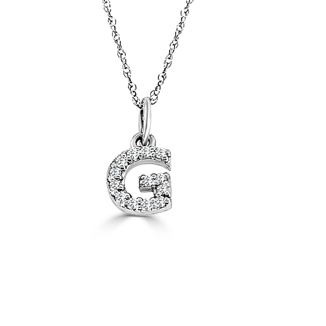 14K GOLD DIAMOND BABY BLOCK INITIAL NECKLACE