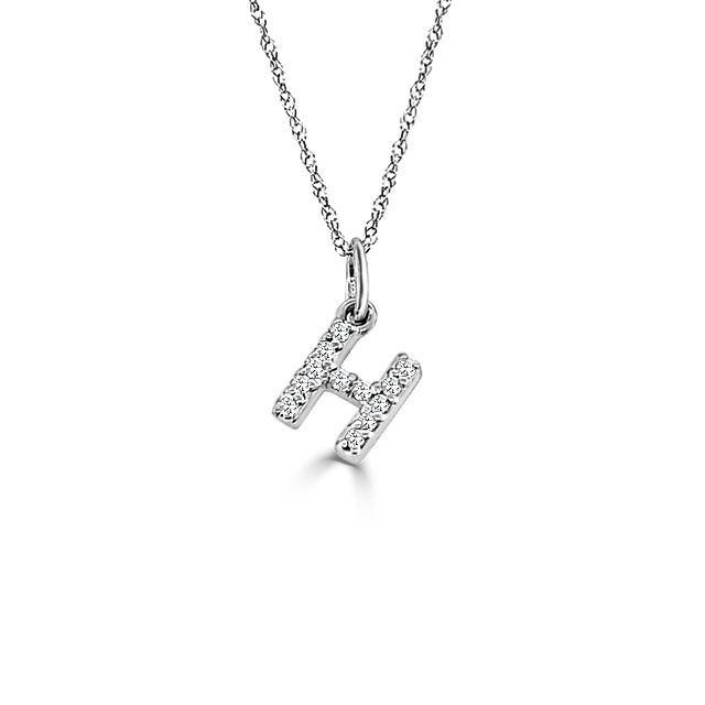14K GOLD DIAMOND BABY BLOCK INITIAL NECKLACE