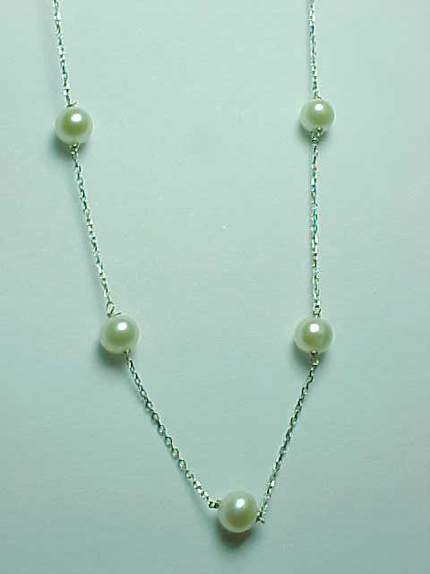 14K GOLD & PEARL TIN-CUP NECKLACE