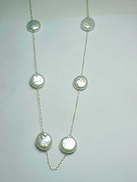 14K GOLD & PEARL TIN-CUP NECKLACE