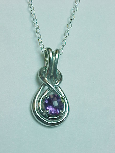 14K GOLD ROUND AMETHYST LOVE KNOT NECKLACE