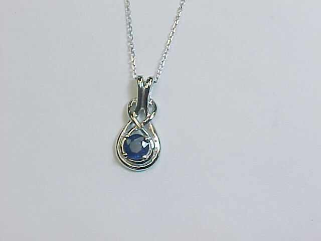 14K GOLD ROUND SAPPHIRE LOVE KNOT NECKLACE