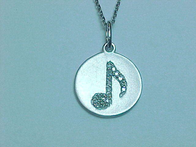 14K GOLD DIAMOND MUSICAL NOTE DISC NECKLACE